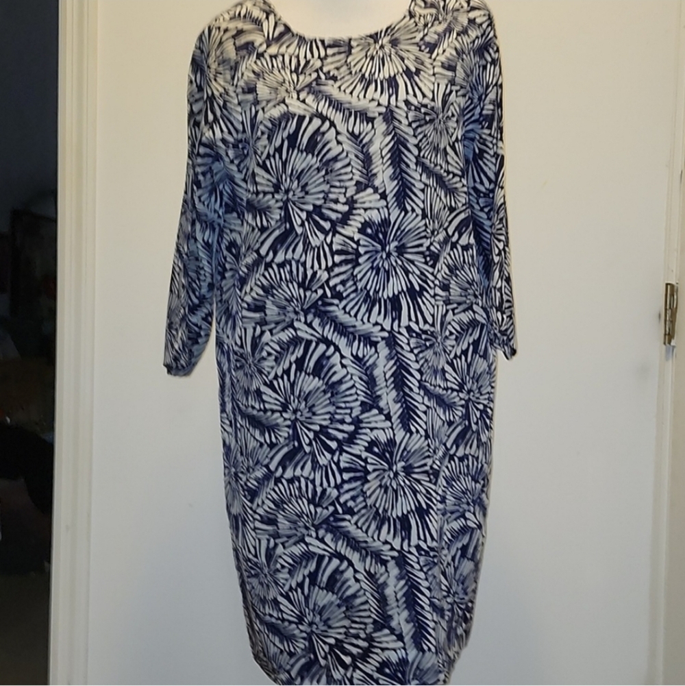 Garnet Hill silk mini midi dress career office size 6 oversize shift